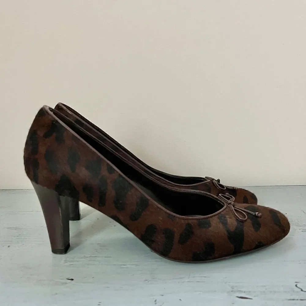 Salvatore Ferragamo Calf Hair Leopard Heels | Size 9